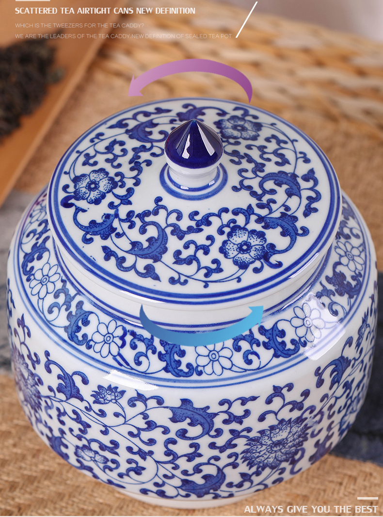 Blue and white porcelain tea pot ceramic small seal tank storage tanks large 1 catty put it old white tea tea POTS