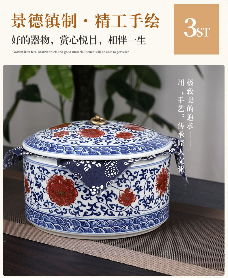 Restoring ancient ways of jingdezhen blue and white porcelain tea cake store old white tea caddy fixings ceramics receive a box of tea cylinder