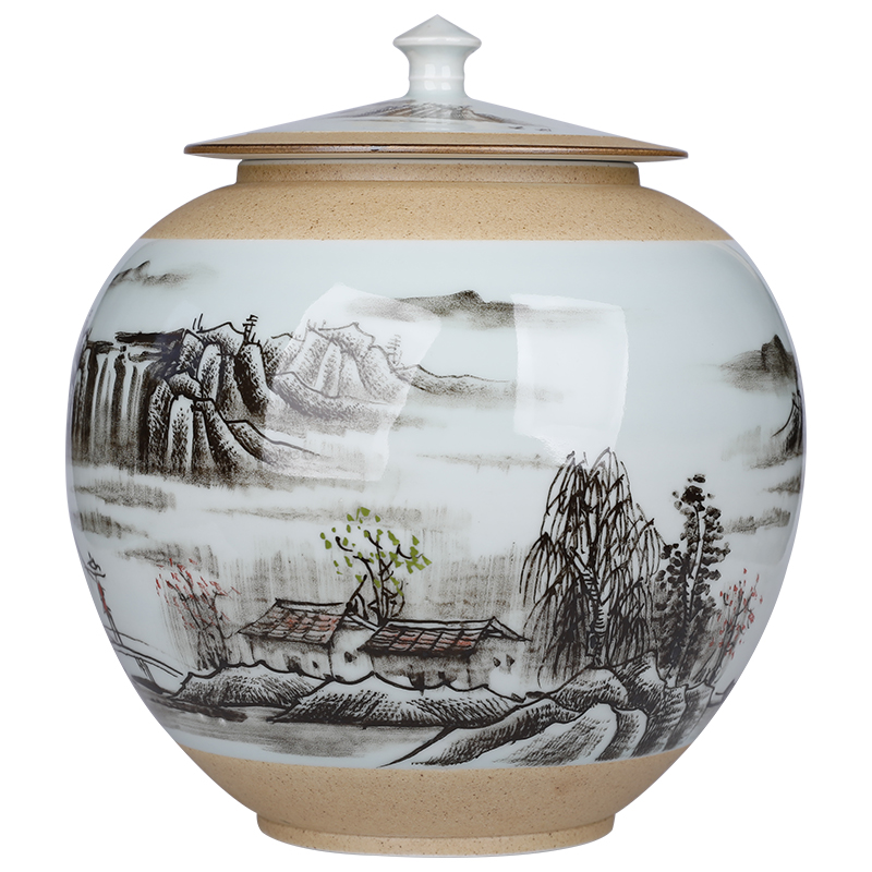 Hand - made shadow green landscape scattered POTS home 2 jins ceramic tea pot creative move fashion a large storage POTS