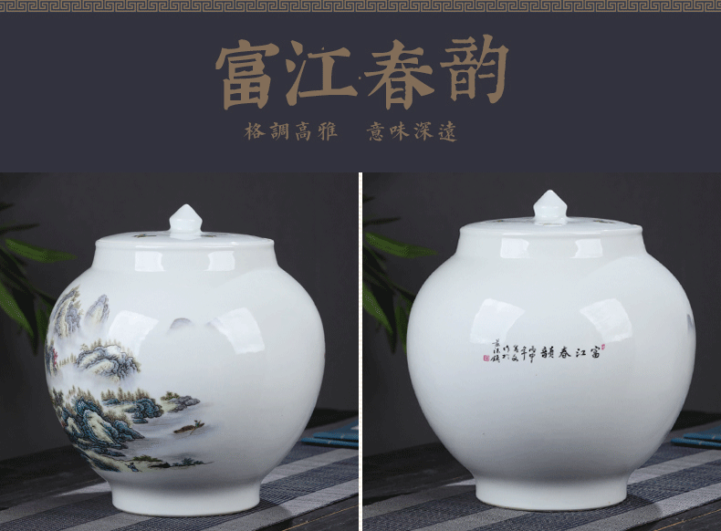 Jingdezhen ceramic vase furnishing articles loose tea with cover storage tank caddy fixings large 5 jins of moisture - proof seal up tea pot