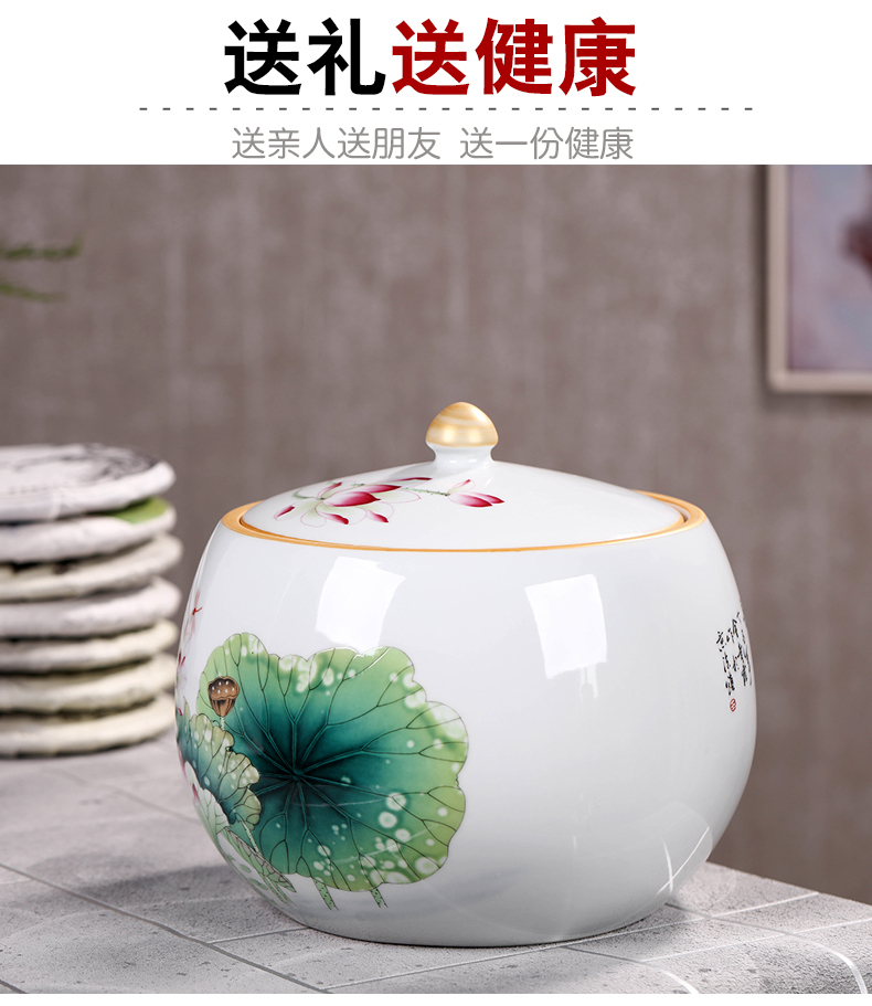 Jingdezhen ceramic pot of tea caddy fixings big yards seal pot large household storage tank puer tea cake storage tanks