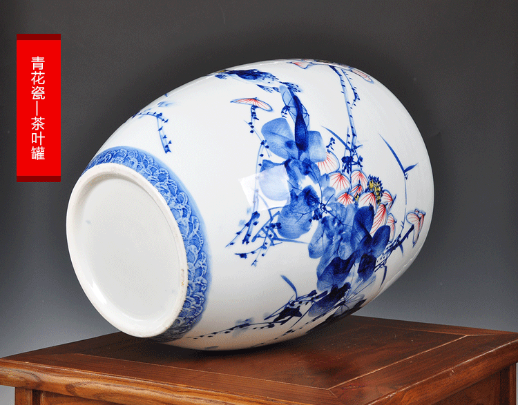Blue and white porcelain tea pot large furnishing articles pu 'er ceramic jar airtight storage scattered tea POTS, tea tea urn