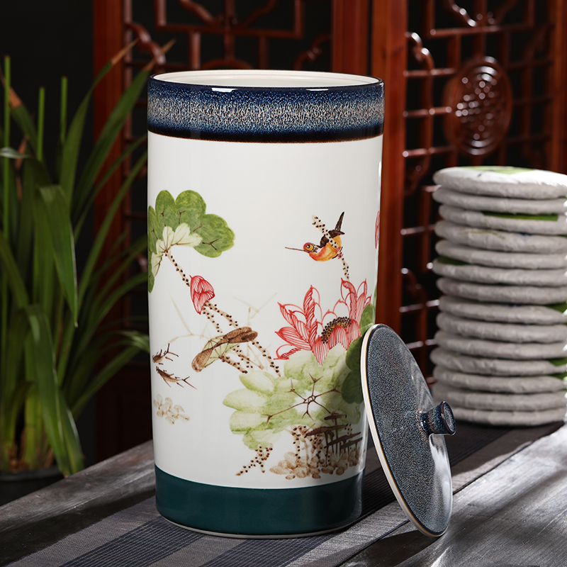 Jingdezhen hand - made caddy fixings large bucket of pu 'er tea heavy seal pot puer tea cylinder storage POTS and POTS