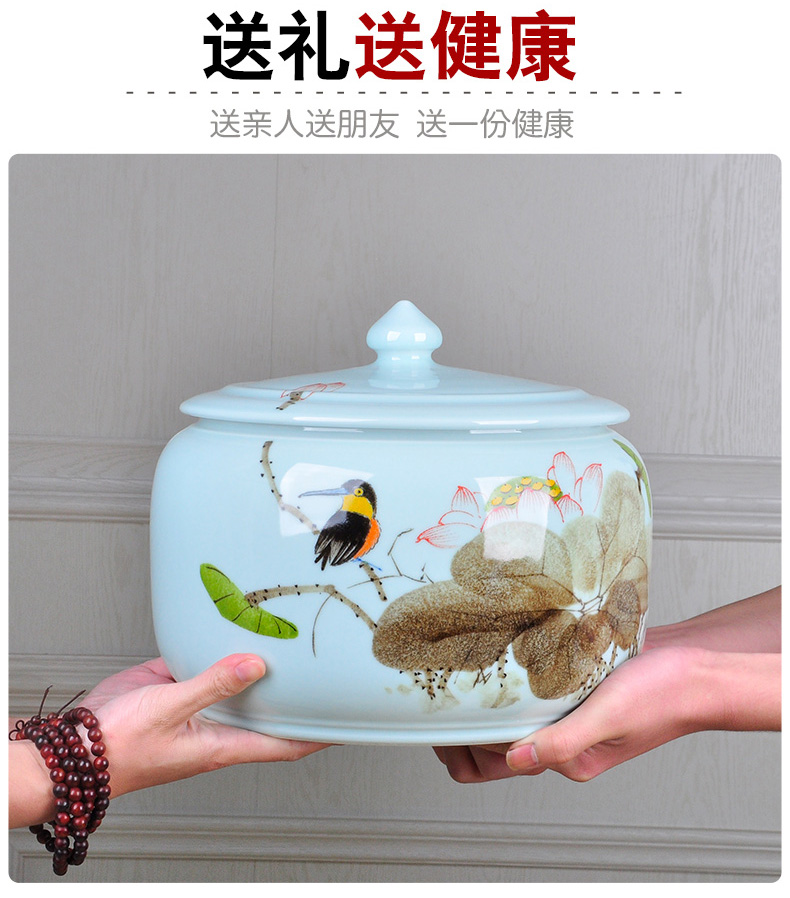 Large ceramic tea caddy fixings box seven bread 6 domestic tea boxes sealed as cans hand - made POTS of tea set