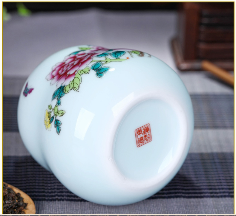 Small portable mini ceramic powder tea caddy fixings tea tins storage boxes, tea POTS