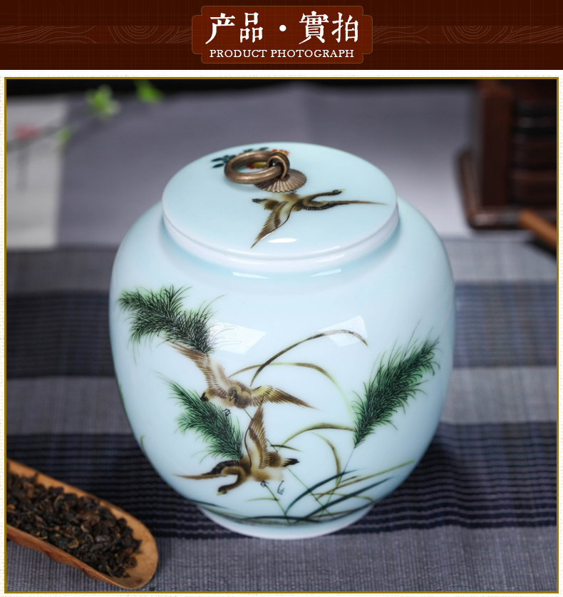 Manually install caddy fixings small ceramic seal tank portable storage puer tea family tea empty box gift box