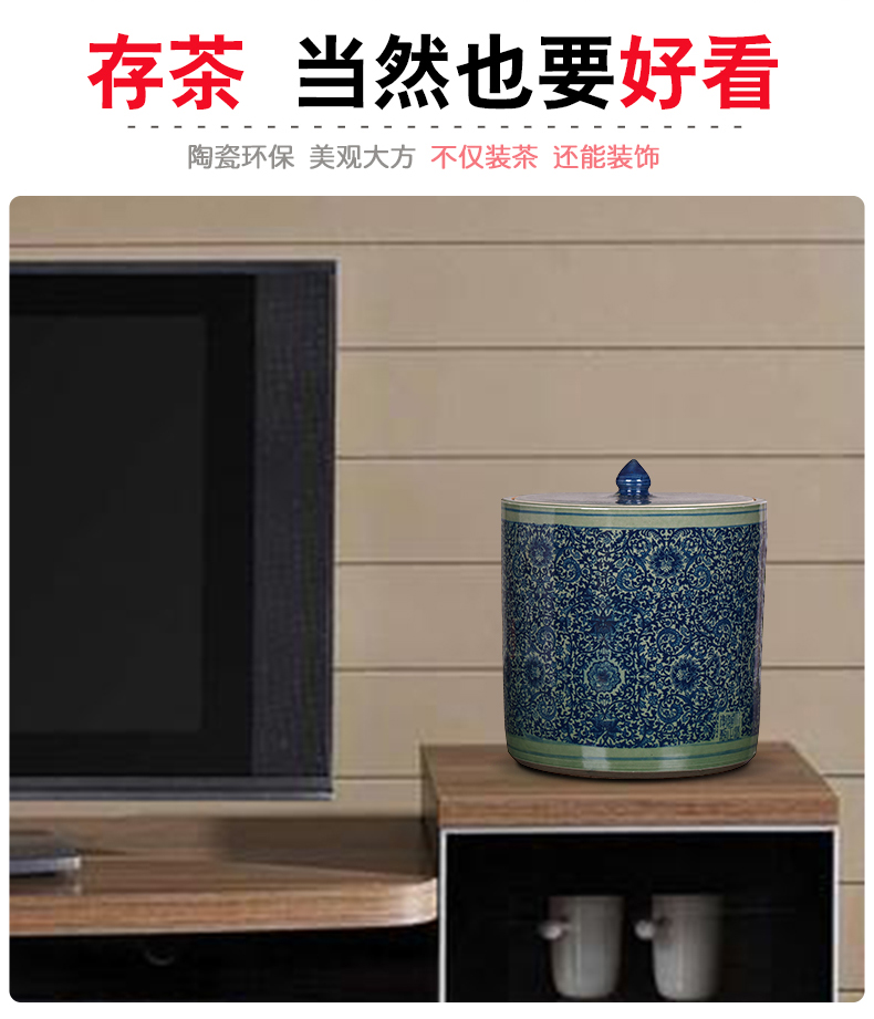 Tea barrel caddy fixings jingdezhen ceramic storage POTS sealed tank size 2 jins home put Tea POTS