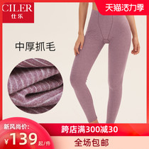 Shile womens fleece velvet self-heating fiber warm pants thin section wear autumn pants womens leggings autumn and winter stripes