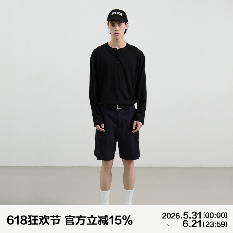 Manufacture Henry Collar Long-Sleeved T-Shirt