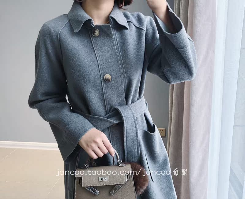 JANCOO mùa thu và mùa đông dây thắt lưng áo len màu đơn giản đơn giản gọn gàng áo choàng gió áo len màu xám lạc đà mẫu áo da nữ đẹp 2020