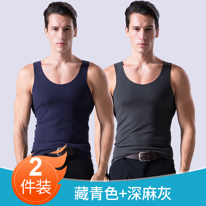 Mens phi quét ấm vest cộng dày nhung thanh thiếu niên cơ thể chặt chẽ dưới tay áo không tay vai lót vest mùa đông.