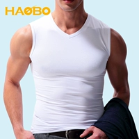 昊博 Жилет, спортивная летняя футболка, V-образный вырез, без рукавов, в обтяжку