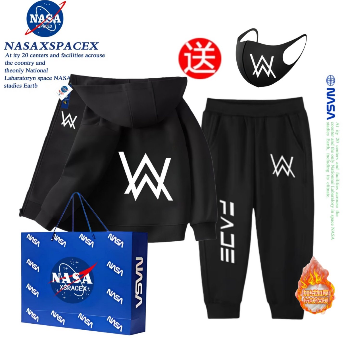 Кобрендинг NASA Alan Walker AlanWalker изобилует пуловерами в том же стиле для мальчиков, свитерами с капюшоном, костюмными куртками Изображение 1