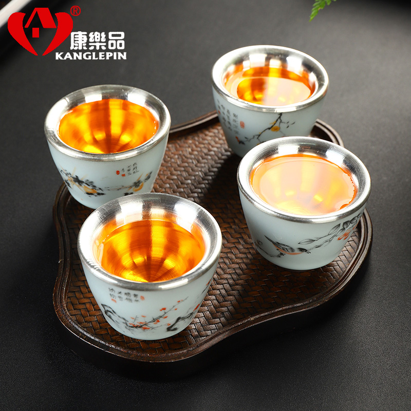 Recreational product silver checking fine silver 22 g ceramic cups kung fu tea cup 999 bales silver master characteristics