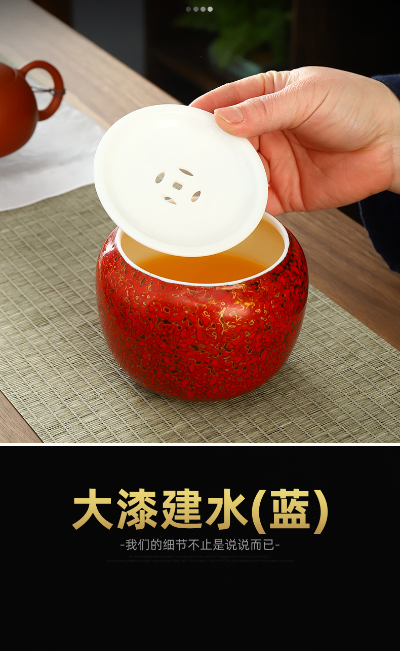 Recreational products checking Chinese lacquer porcelain built in hot water pail XiCha wash water meng with cover tea accessories 400 cc