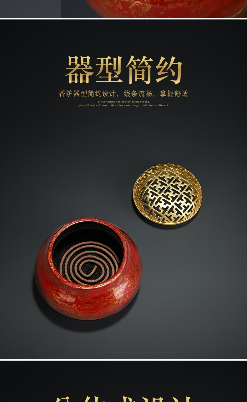 Recreational product big lacquer there are portable Chinese trumpet censer household ceramics sandalwood disk present zen furnace