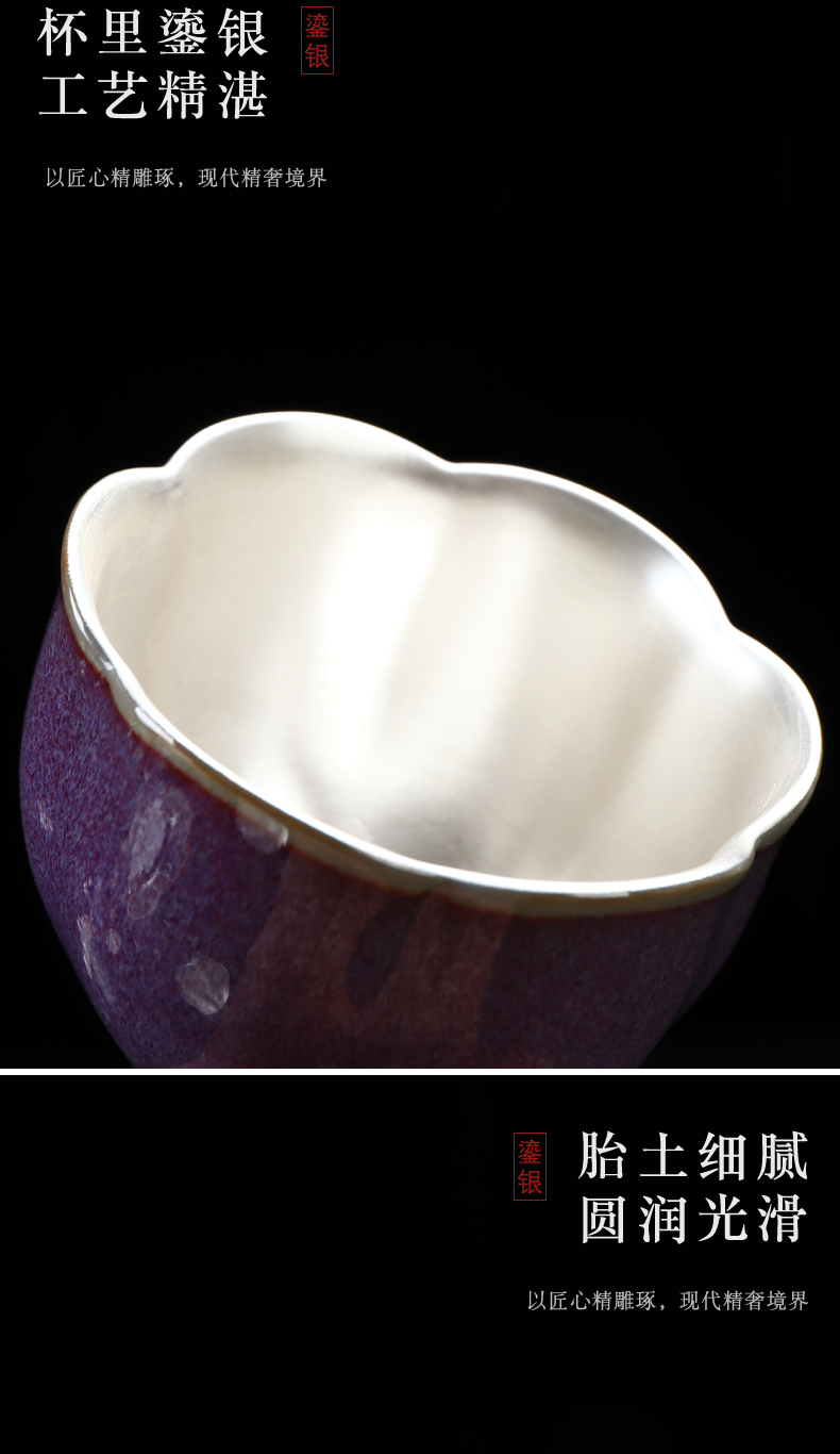 Recreation quality 999 sterling silver cup of household ceramic cups ru up market metrix who cup single CPU kunfu tea cup tea sets