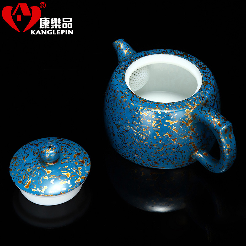 Recreation is tasted Chinese lacquer 14.5 cm high, 7.3 cm wide white porcelain teapot lacquer pot of tea set well the column capacity of 200 ml