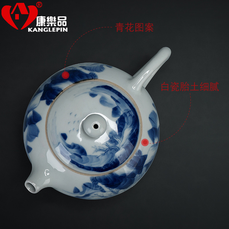 Recreational product ceramic kung fu tea set archaize open a piece of blue and white landscape pattern of a complete set of office home teapot set of tea cups