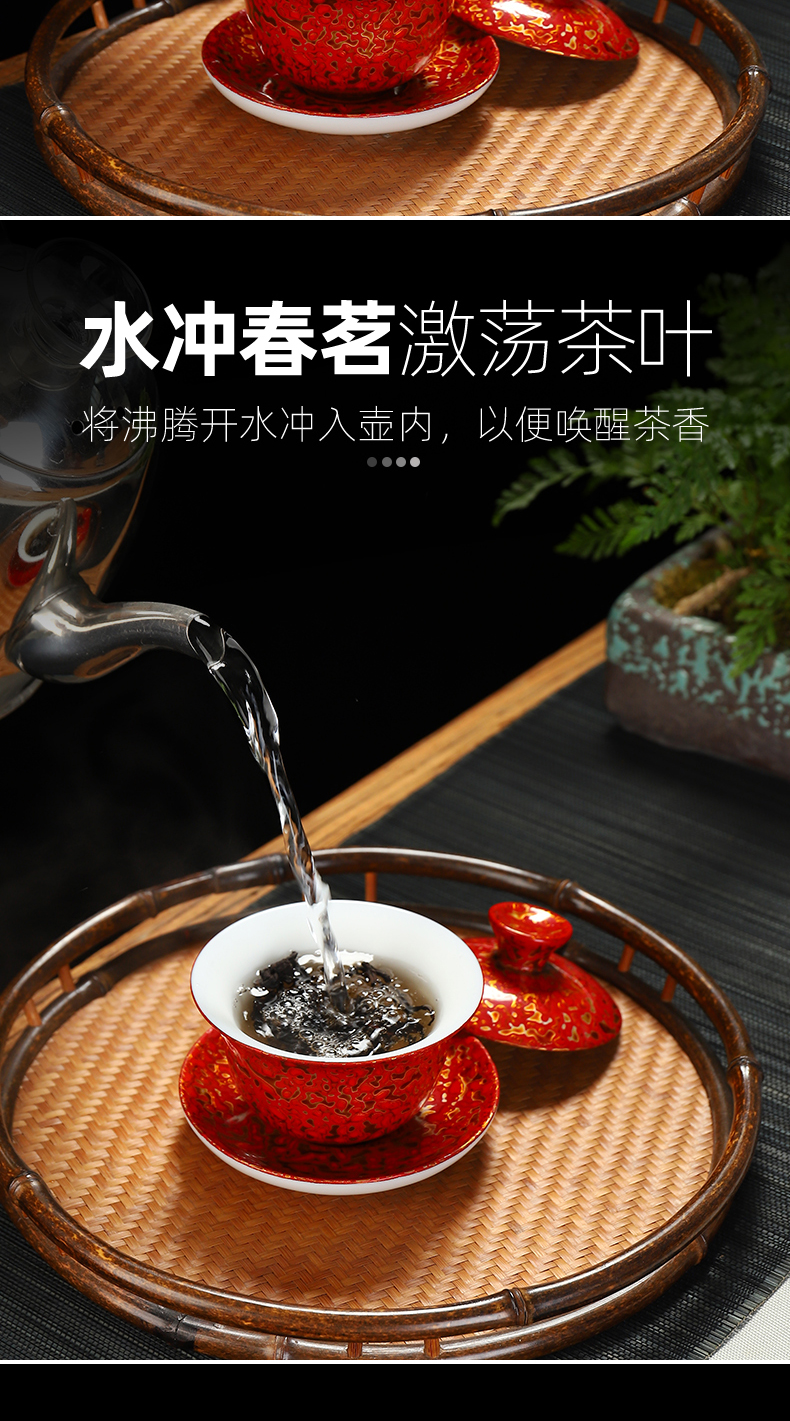 Recreation special lacquer zen retro hand rock tea tureen ceramic hot kung fu tea tea bowl of household