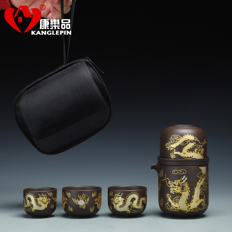 Recreational product tasted silver gilding purple sand cup to crack a pot of office personal travel kung fu tea set four cups of a cup of tea