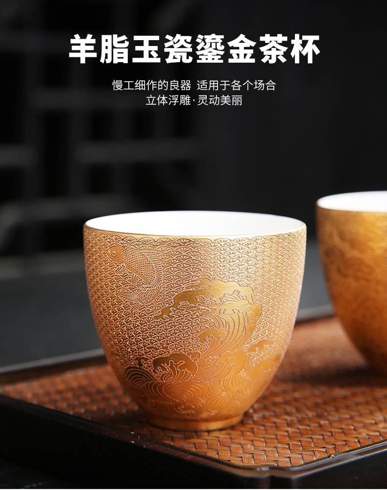 Recreation character turn white porcelain small retro heart sutra cup tea set mini ceramic cups master cup single sample tea cup