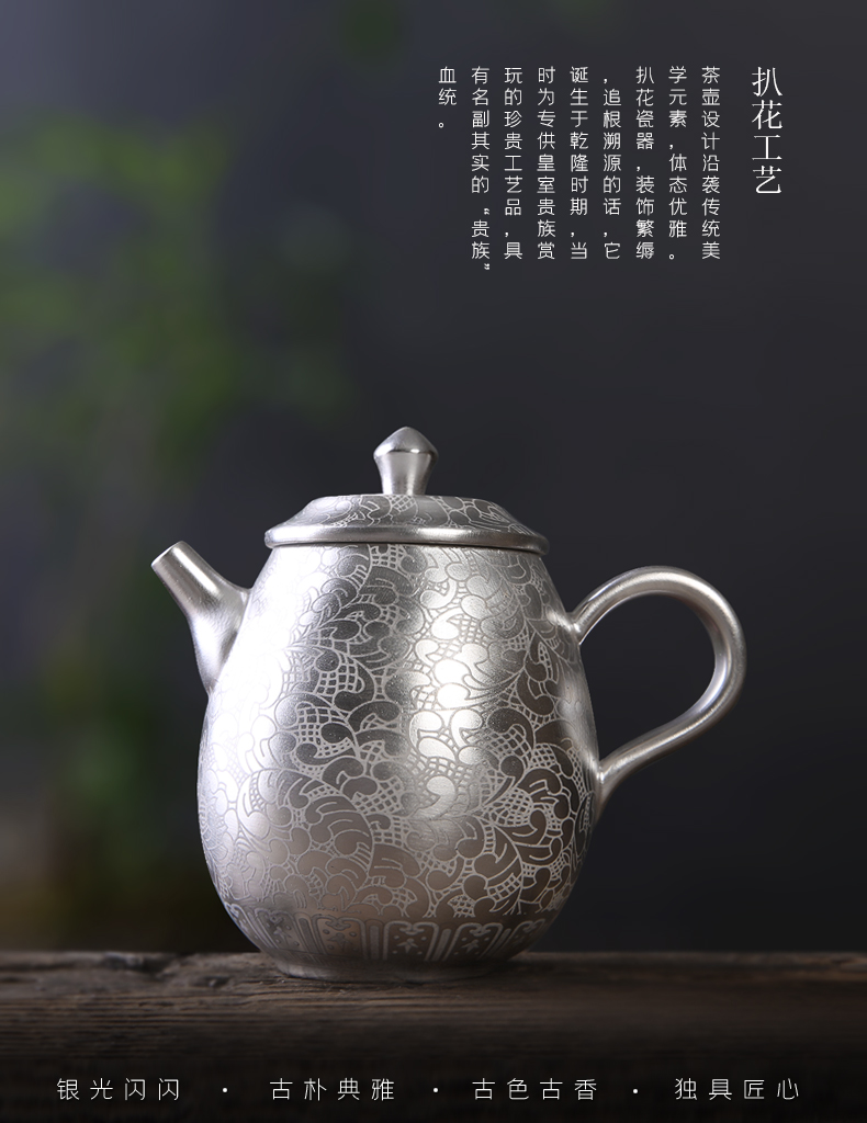 Recreational product silver of ceramic coppering. As silver tureen kung fu tea cups set five blessings tea the whole trip