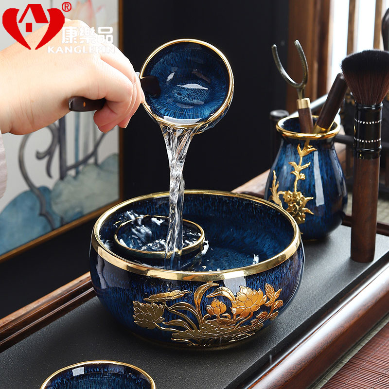 Recreation jingdezhen an inset jades large tea wash to wash drawing household ceramics kung fu tea set water in a writing brush washer meng slag