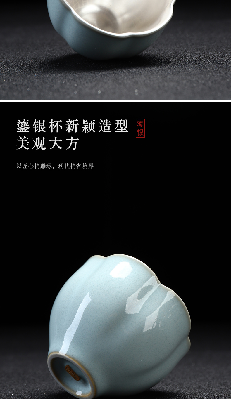 Recreation quality 999 sterling silver cup of household ceramic cups ru up market metrix who cup single CPU kunfu tea cup tea sets