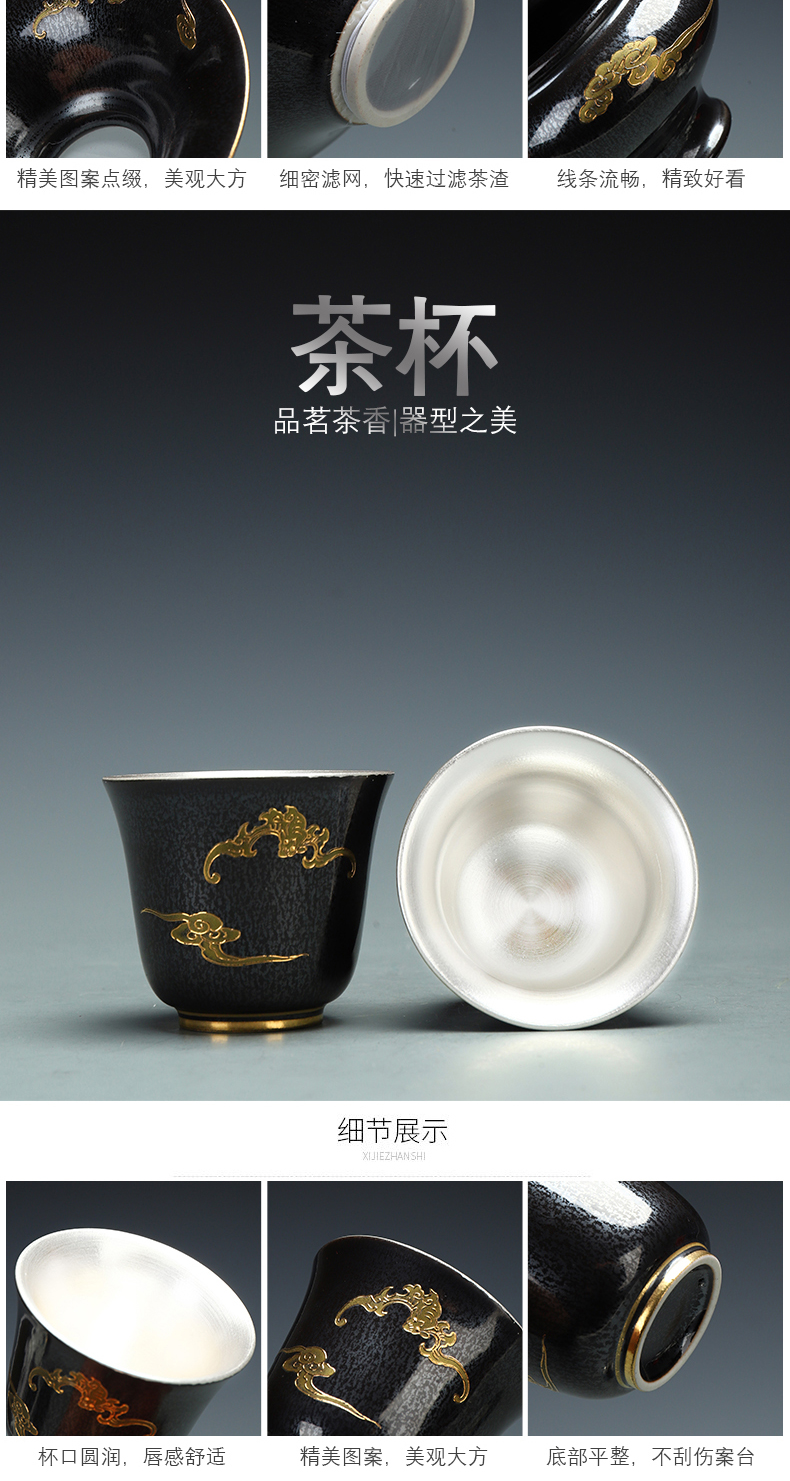 Recreation office 999 sterling silver products of a complete set of kung fu tea set manually coppering. As silver tureen ceramic tea set domestic cups