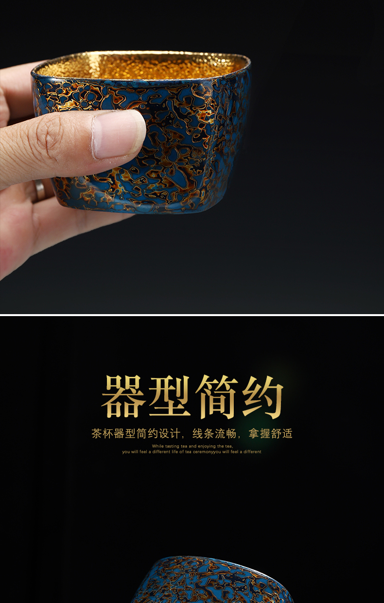 Recreational product lacquer tea pure manual Chinese lacquer violet arenaceous gold cup of kung fu tea cup single master cup ceramic gifts