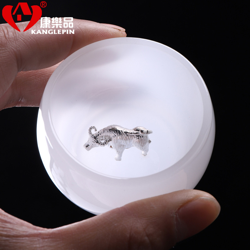 Recreational tea with silver 999 sample tea cup ceramic cups white porcelain zodiac single CPU individual cup of kung fu