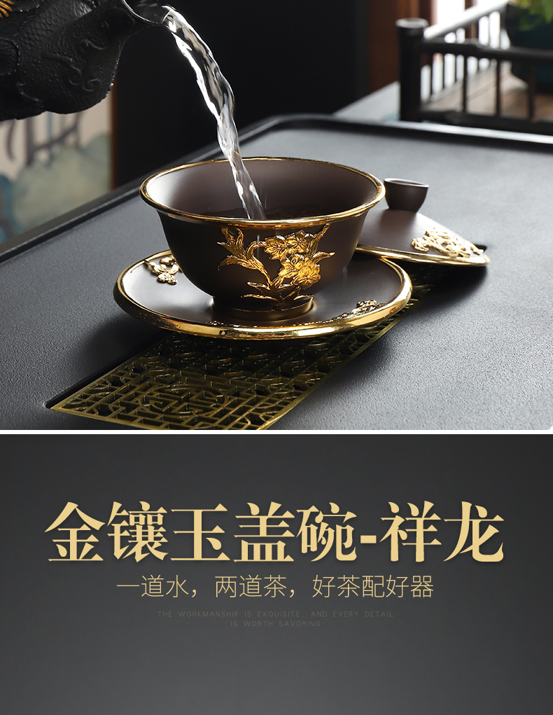 Recreational product three to an inset jades pure manual violet arenaceous tureen large cups kung fu tea tea tea tea bowl