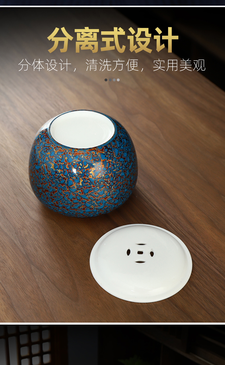 Recreational products checking Chinese lacquer porcelain built in hot water pail XiCha wash water meng with cover tea accessories 400 cc