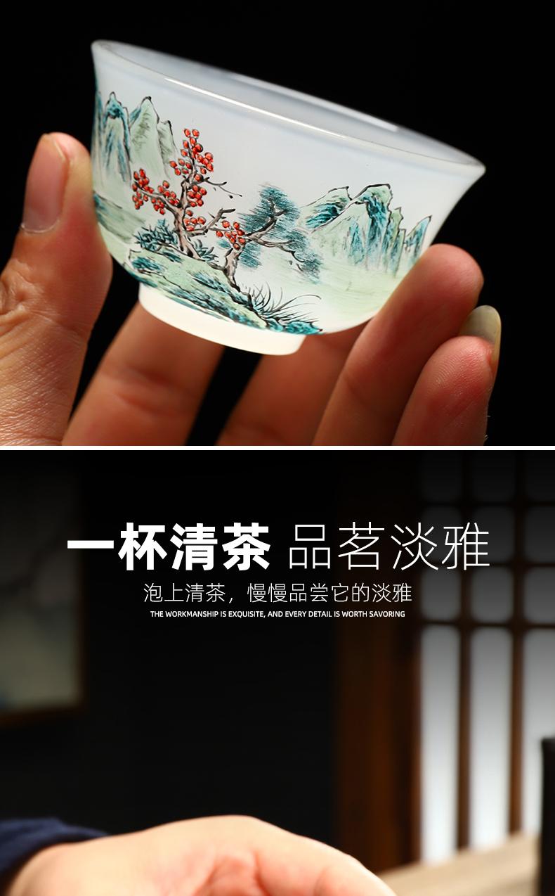 Recreational products under the coloured glaze jade porcelain glaze colorful pure hand - made kung fu tea tea cup sample tea cup glass sheet fullness