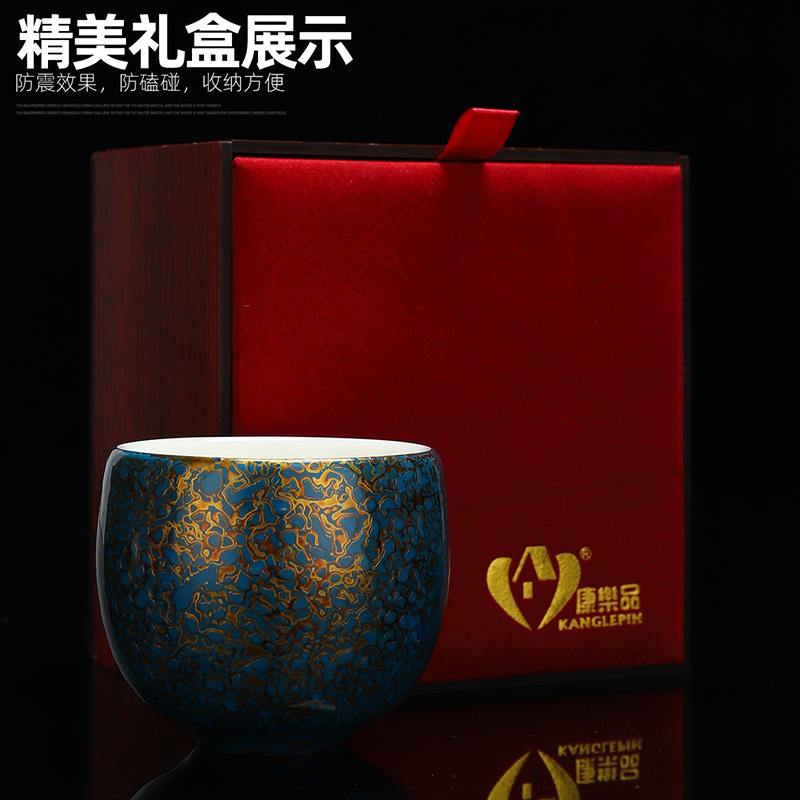 Recreational product lacquer tea set ceramic pure checking checking coarse pottery master cup of the big sample tea cup single CPU
