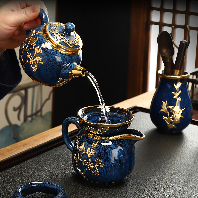 Recreational product an inset jades built lamp that kung fu tea set jingdezhen teapot home sitting room tureen tea cups