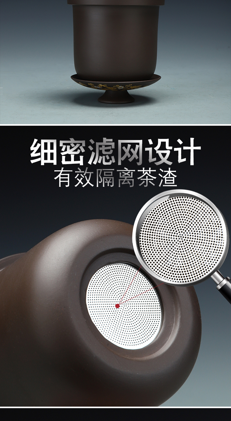Recreational product tasted silver gilding purple sand cup to crack a pot of office personal travel kung fu tea set four cups of a cup of tea