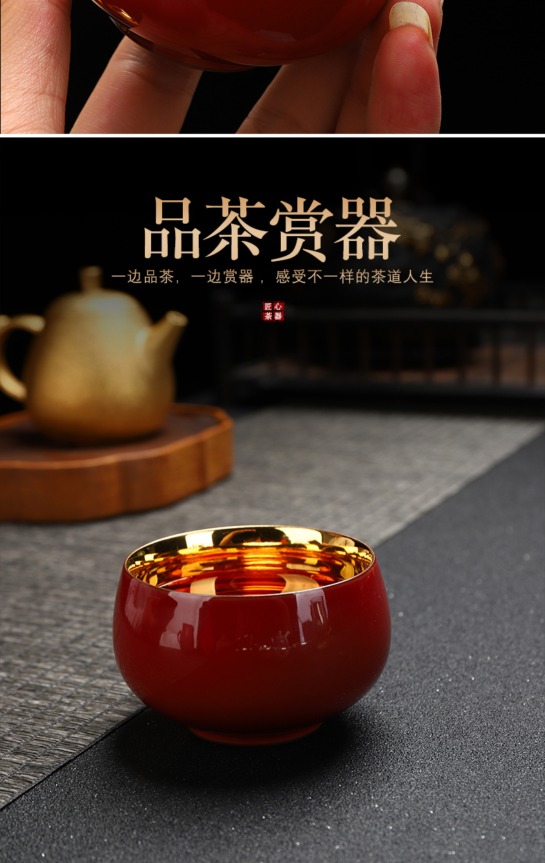 Recreational product restoring ancient ways is a zen fine gold 24 k gold Buddha master cup ceramic household kung fu tea tea sets, small single CPU