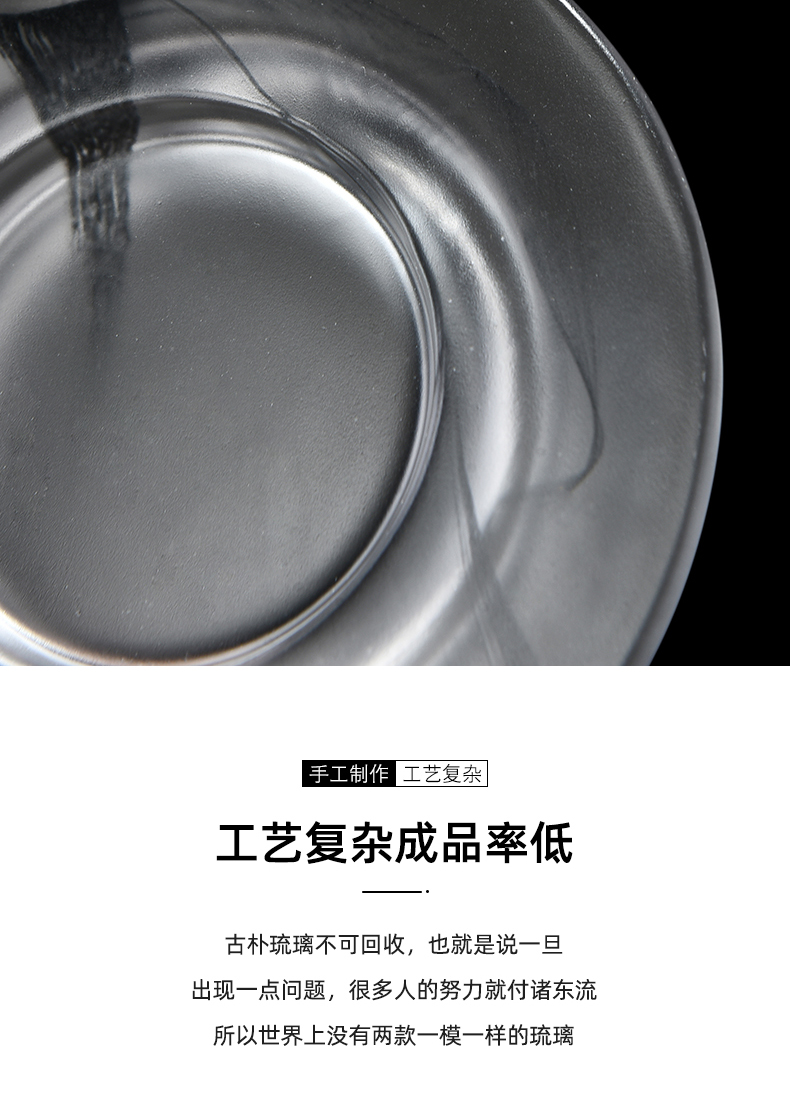 Recreational taste household ink coloured glaze three just tureen jingdezhen tea bowl glass thickening kung fu tea tea, both please