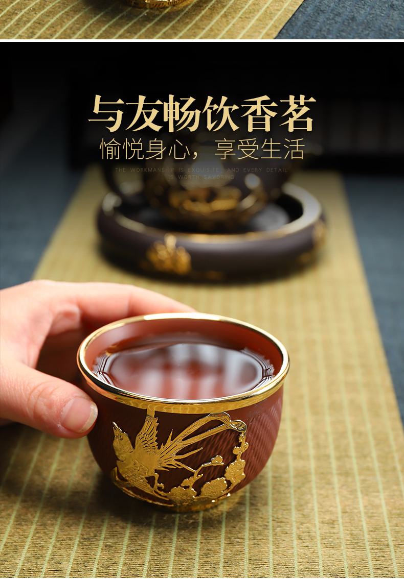 Recreational product violet arenaceous manual an inset jades master cup water undressed ore mud single pin Ming zhu, 190 ml gift kung fu tea