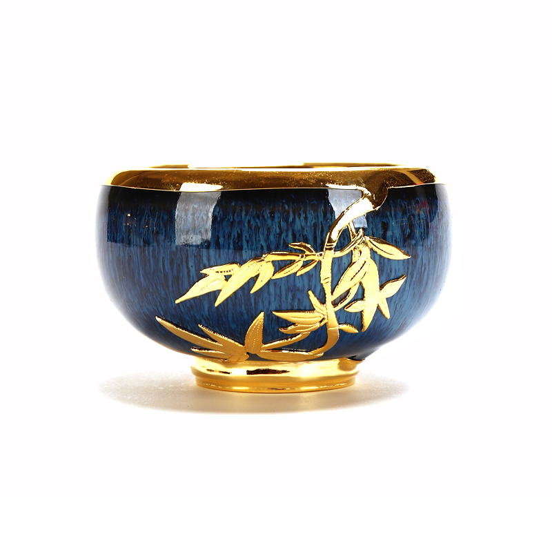 Recreational product an inset jades built light red glaze ceramic sample tea cup pure manual obsidian drawing master kung fu tea cup