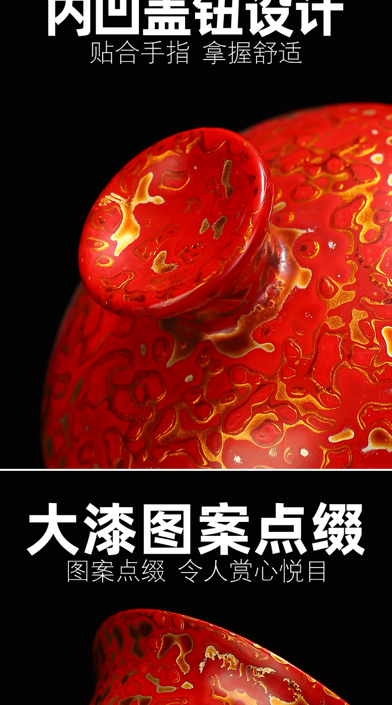 Recreation special lacquer zen retro hand rock tea tureen ceramic hot kung fu tea tea bowl of household