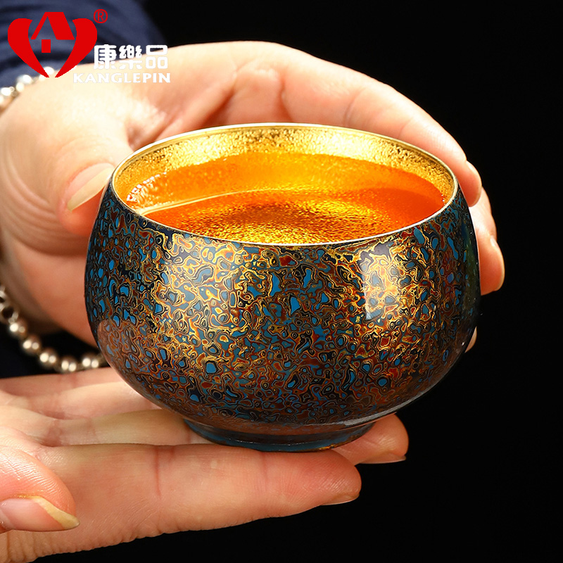 Recreation is tasted Chinese lacquer violet arenaceous gold cup capacity of 120 ml 48 mm wide, 80 mm high Chinese lacquer rhinoceros leather lacquer tea set