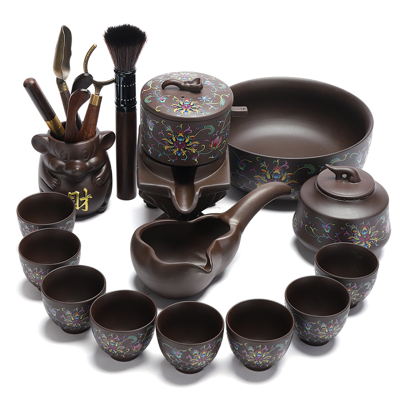 Recreational product fit purple sand tea set domestic half automatic lazy kung fu chong tea, tea caddy fixings