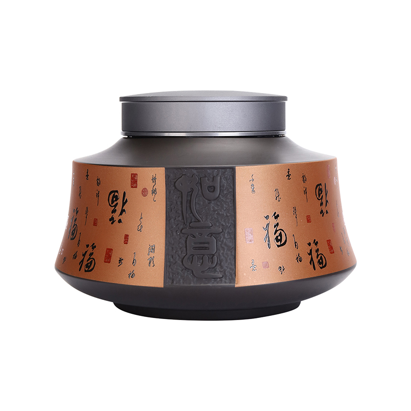 Recreational product three mu tao double color violet arenaceous caddy fixings ceramic seal household puer tea pot moisture storage tank