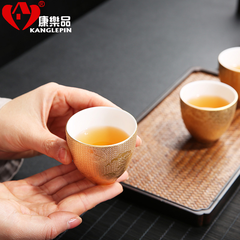Recreation character turn white porcelain small retro heart sutra cup tea set mini ceramic cups master cup single sample tea cup