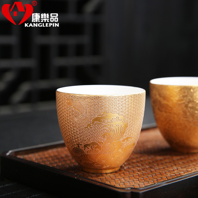 Recreation character turn white porcelain small retro heart sutra cup tea set mini ceramic cups master cup single sample tea cup