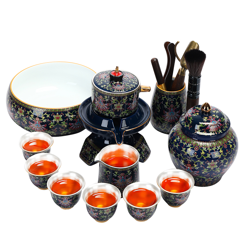 Fit recreational product jingdezhen ceramic coppering. As silver tea set automatically prevent hot lazy people make tea, kungfu tea set