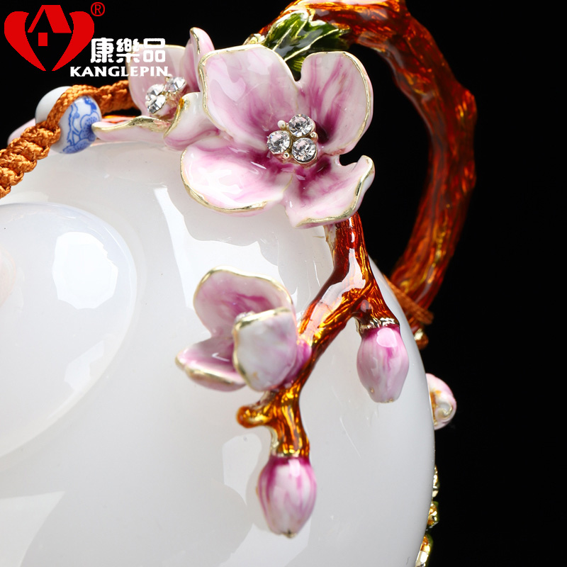 Recreational products a complete set of tea set jade porcelain enamel household office suit dehua white porcelain teapot kung fu tea set